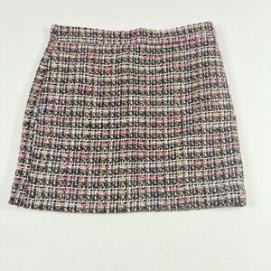 Loft Mini Skirt Tweed Lined‎ Size 10P Gray Burgandy Short Fall Winter 2010s